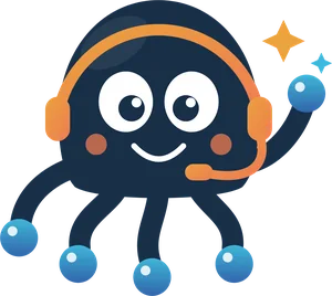 Nodi, o mascote da Nodus, acenando